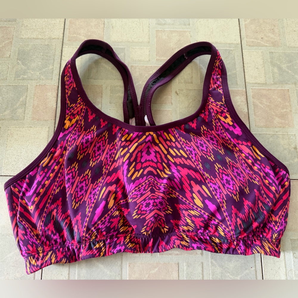 Athleta Sports Bra Style Printed Bikini Top - Womens Size Large